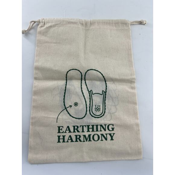 Earthing Harmony Shoe Bag Ivory Cream Green Drawstring New - Picture 1 of 4